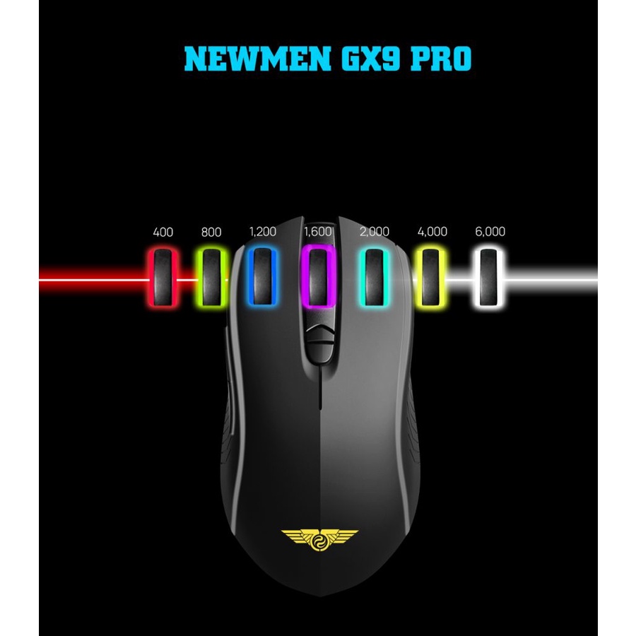 Chuột Gaming Newmen GX9-Pro,THIỆN XẠ SĂN MỒI,Sensor Pixart PMW3389,16000DPI,Switch Kailh GM4.0-Hàng chính hãng,BH 24 thá