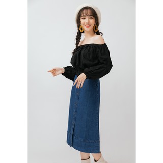 Chân váy jean cúc giữa -20Again
