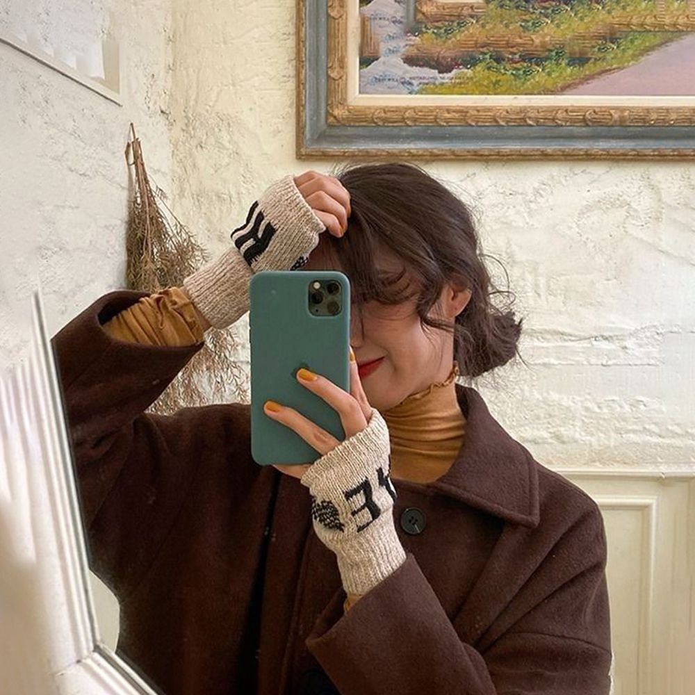 Găng tay hở ngón bằng nhung mềm mại co giãn thoáng khí thời trang thu đông cho nữ