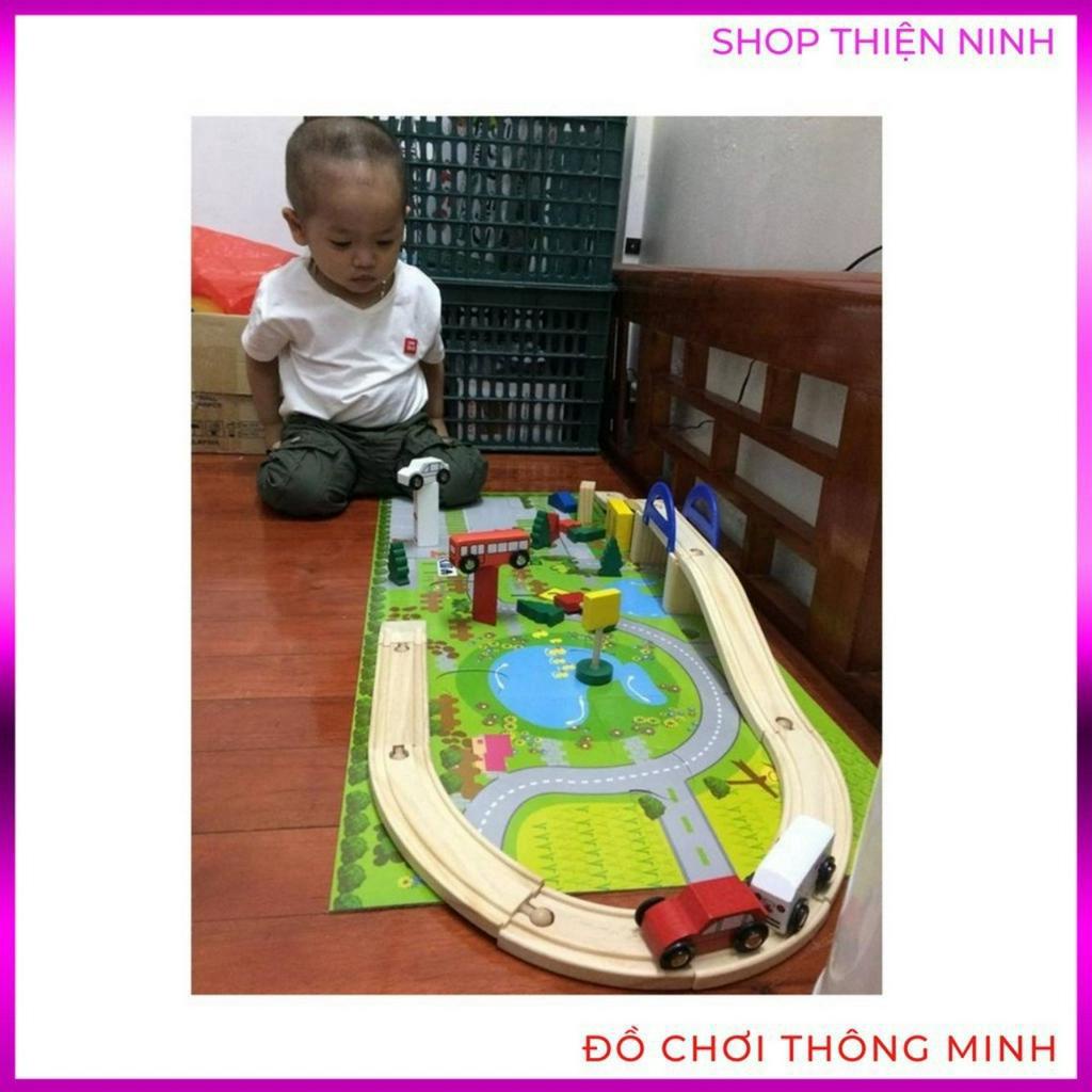 Đồ chơi gỗ thông minh cho bé trai, lắp ghép mô hình giao thông thành phố cho trẻ em