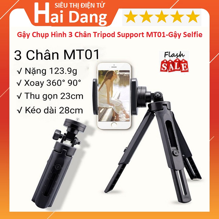 Gậy Chụp Hình 3 Chân Tripod Support MT01, Giá Đỡ Máy Ảnh Gậy Selfie