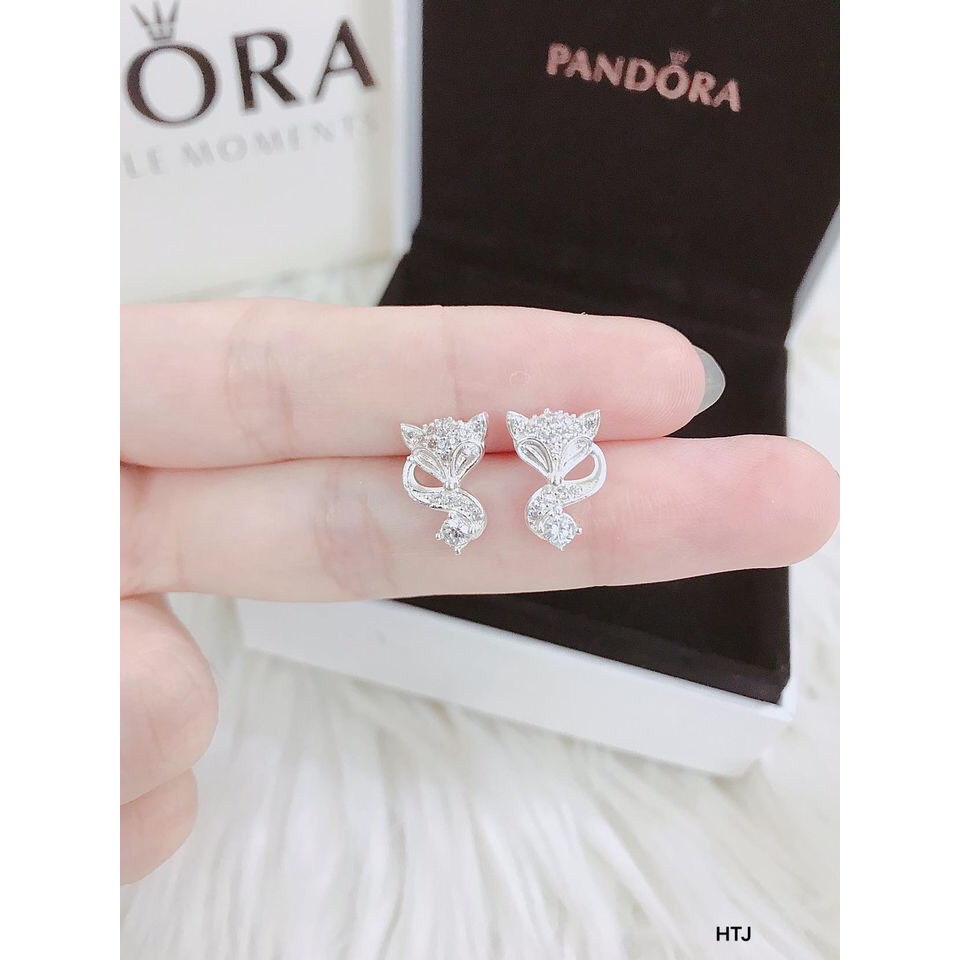 Bông tai hồ ly đính đá nhỏ chuẩn bạc ta - Kho sỉ bạc Nhất Linh