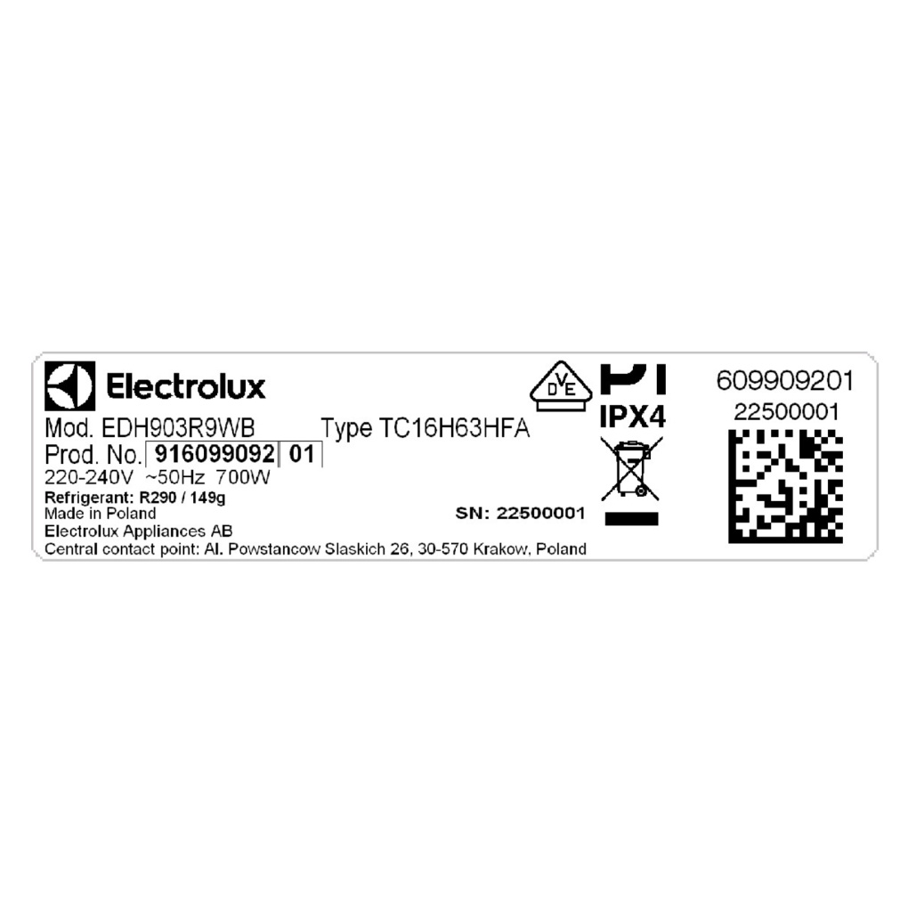-  - Máy sấy bơm nhiệt Electrolux 9 kg EDH903R9WB