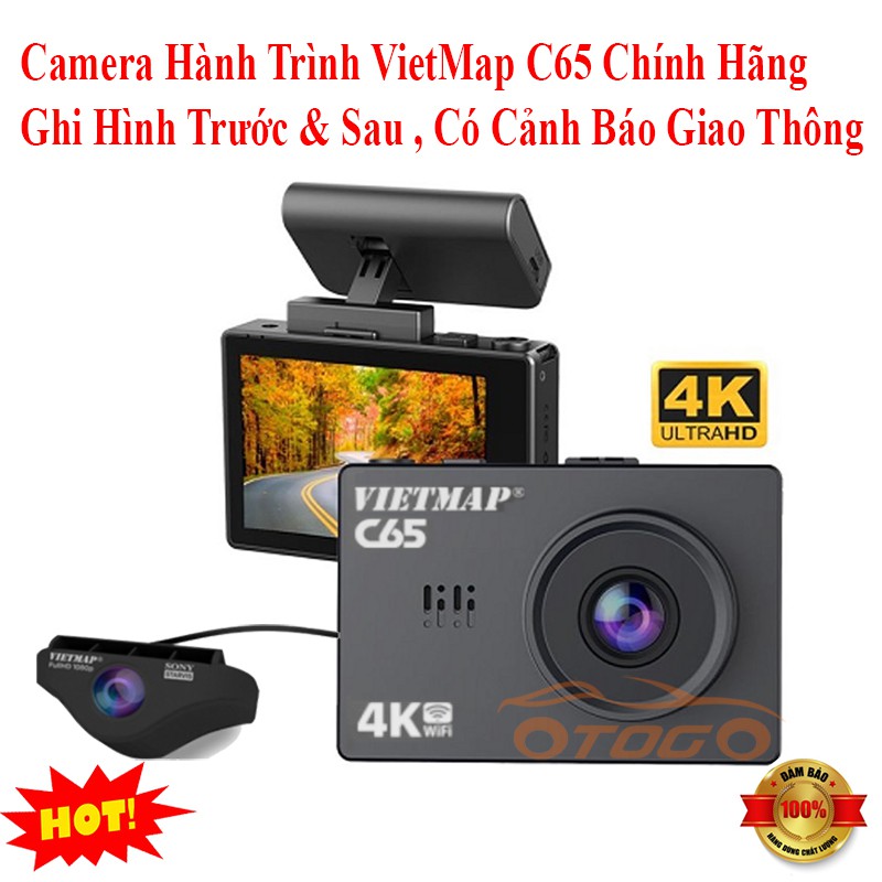 Camera Hành Trình VietMap C65 Chính Hãng , Ghi Hình Trước Và Sau Xe Cao Cấp , VIỆT MAP C65