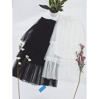 chân váy xoè DÀI 3 tầng