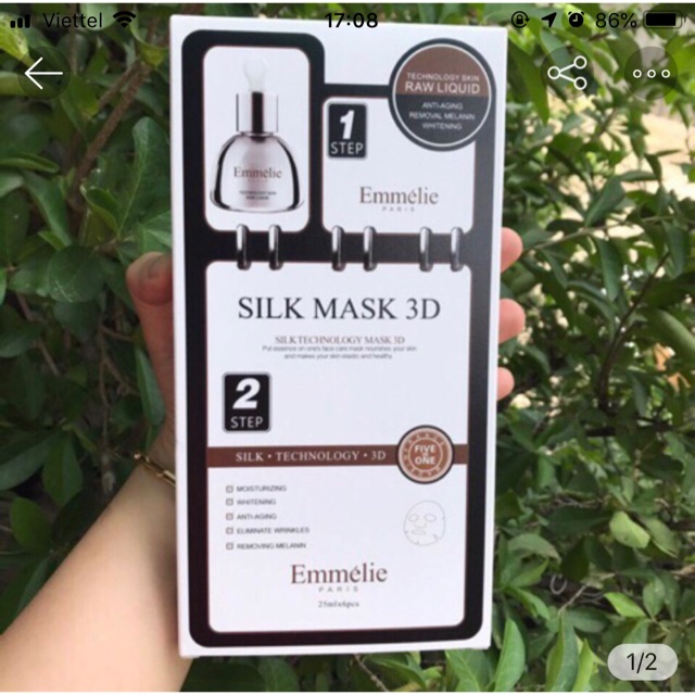 Mặt nạ lụa tơ tằm EMMELIE Silk Mask 3D Pháp (trắng lên sau 30p đắp nạ)