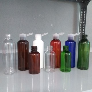 Combo 100 chai nhựa Pet nhiều màu dung tích 100ml nắp Bật trong suốt