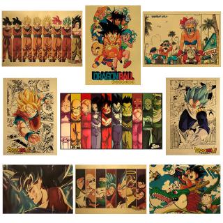 Hoạt Hình Rồng Bóng Anime Vintage Poster Trẻ Em Trang Trí Phòng Tranh Treo Tường Nghệ Thuật Giấy Kraft Bộ Sưu Tập Áp Phích Dán Tường
