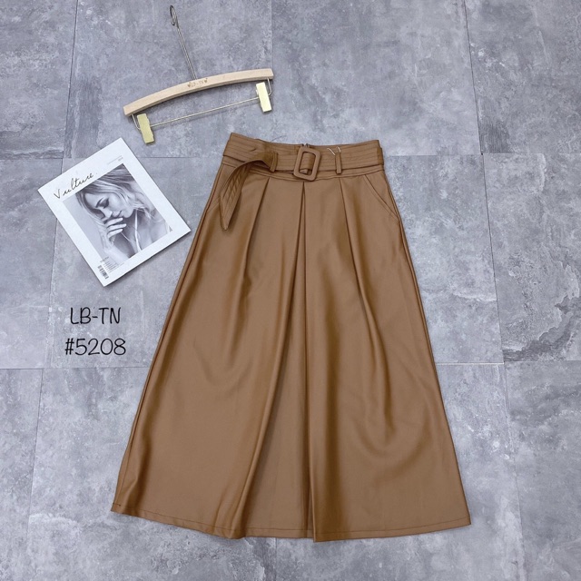 CHÂN VÁY DA DÁNG DÀI KÈM BELT | BigBuy360 - bigbuy360.vn