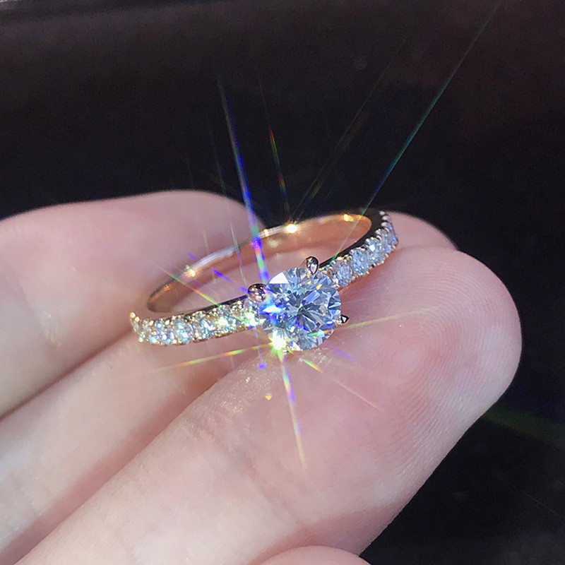Nhẫn đính hôn kim cương vàng trắng thiết kế sang trọng cho nữ-Hộp trang sức pandora