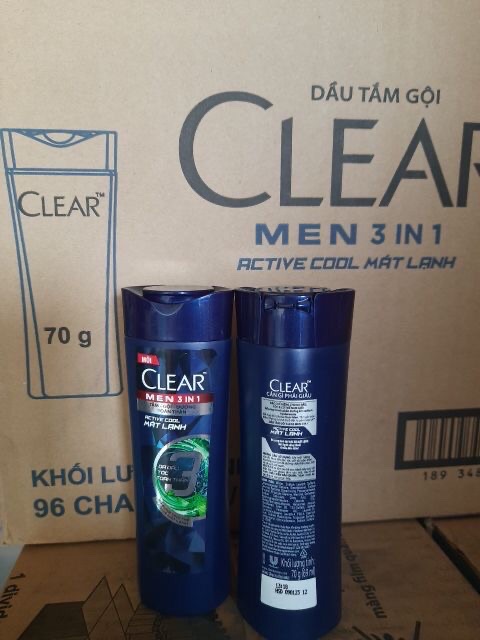 Clear Men tắm gội dưỡng toàn thân 3 trong 1 chai 70g