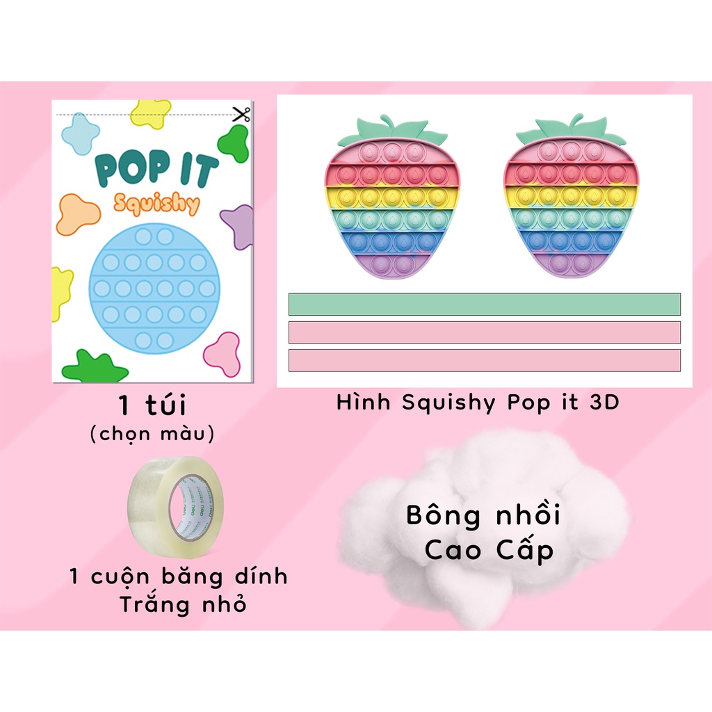 Bộ Kít làm Túi và Squishy Pop it 3D giấy Tăng chậm