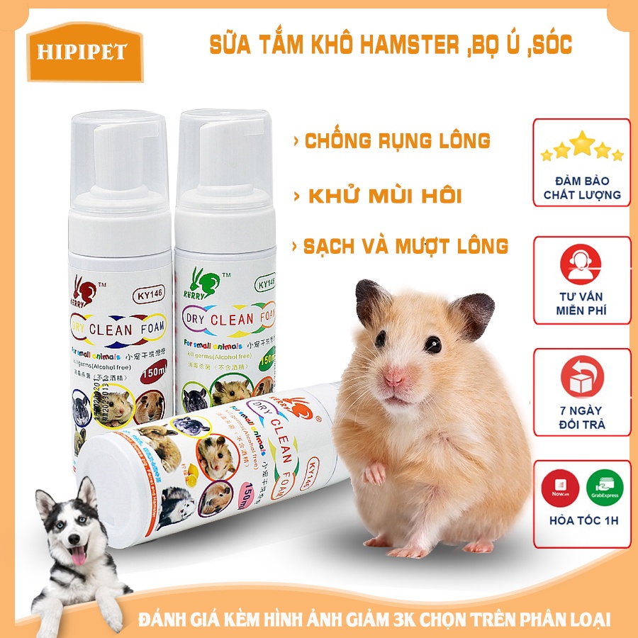 Sữa tắm khô cho hamster làm sạch giặt khô cho chuột lang,thỏ ,bọ ú KELLY -100ml