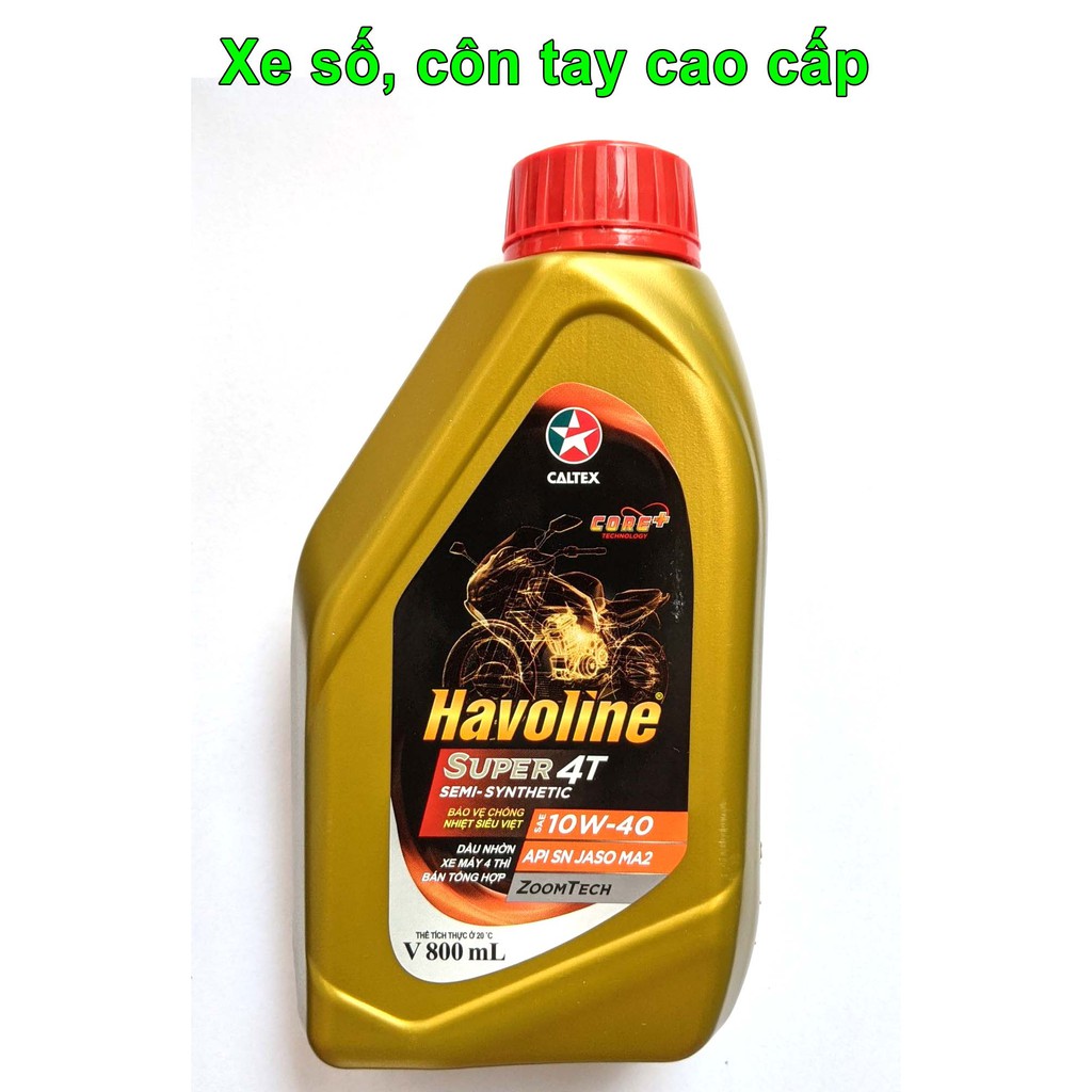 Nhớt Havoline Super Semi-Synthetic 10W40 Cao Cấp Cho Xe Số Côn Tay (0.8L)
