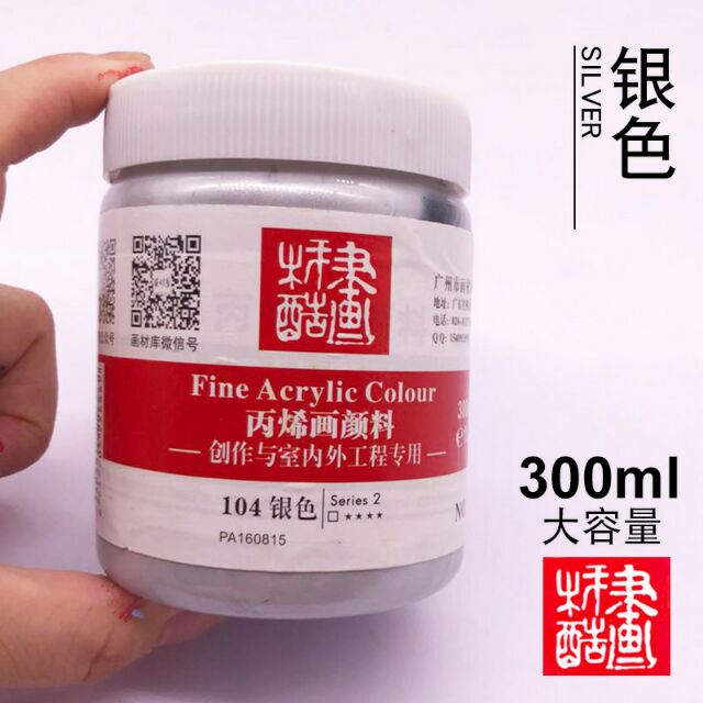 Màu acrylic nhũ vàng, nhũ bạc 300ml dùng vẽ trên nhiều chất liệu