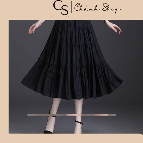 CHân váy dài qua gối cạp chun