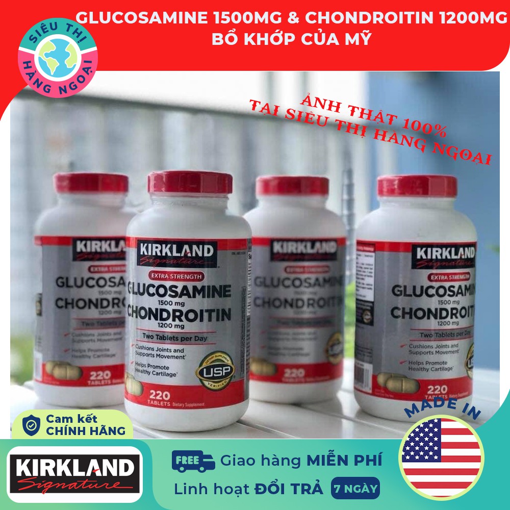 Viên uống bổ xương khớp Glucosamine 1500mg & chondroitin 1200mg Kirkland 220 viên