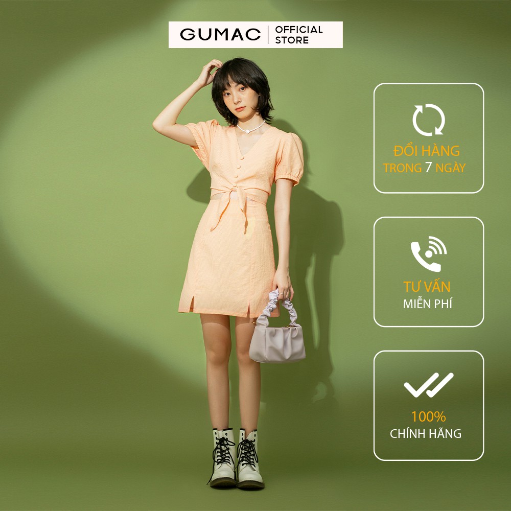 Chân Váy Nữ chữ A họa tiết caro xẻ lai GUMAC đủ size thiết kế basic trẻ trung năng động VB1176