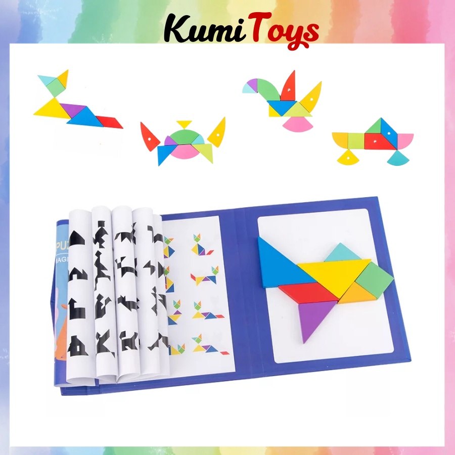 Đồ chơi xếp hình Tangram nam châm loại đep cho bé thông minh Kumi toys