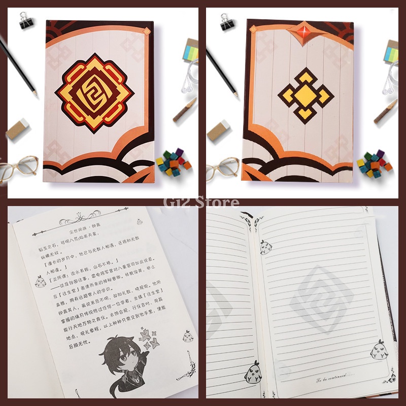 Sổ tay ghi chép notebook Hu Tao, Raiden Shogun, Mona, Klee, Zhongli game Genshin Impact dễ thương xinh xắn