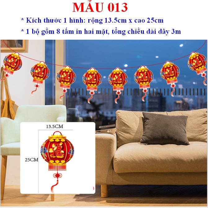 Cờ treo trang trí tết Mẫu số 013 lồng đèn hoa