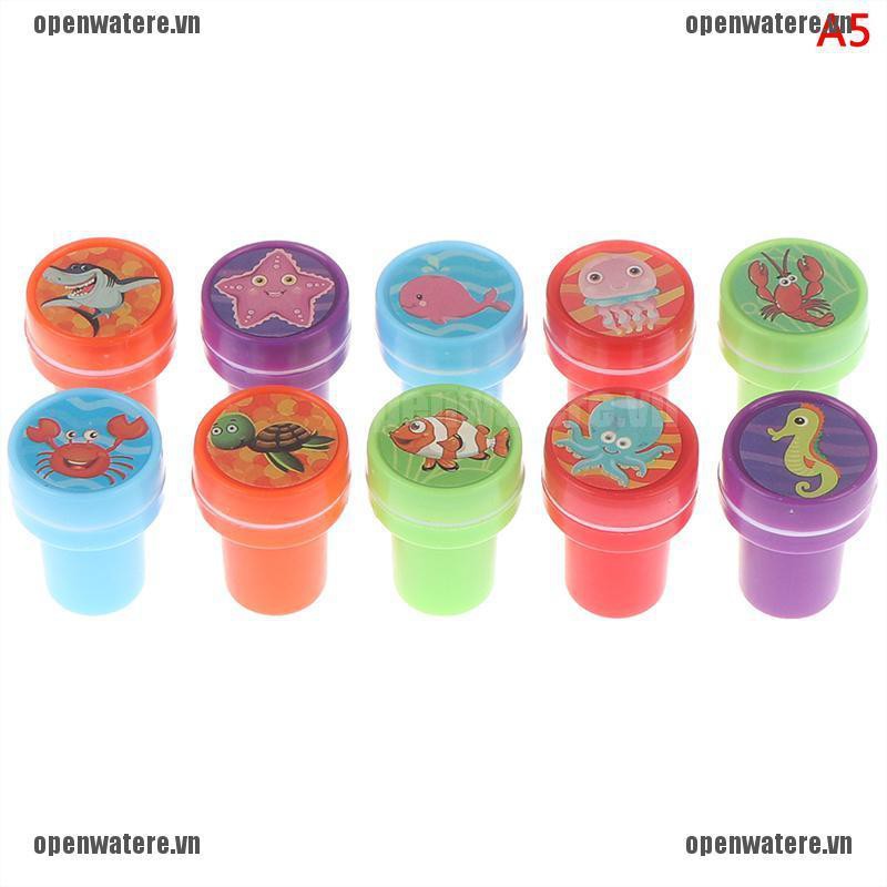 OPENE 5Pcs self-ink cartoon rubber stamps toy diy scrapbook gift educational toy VN