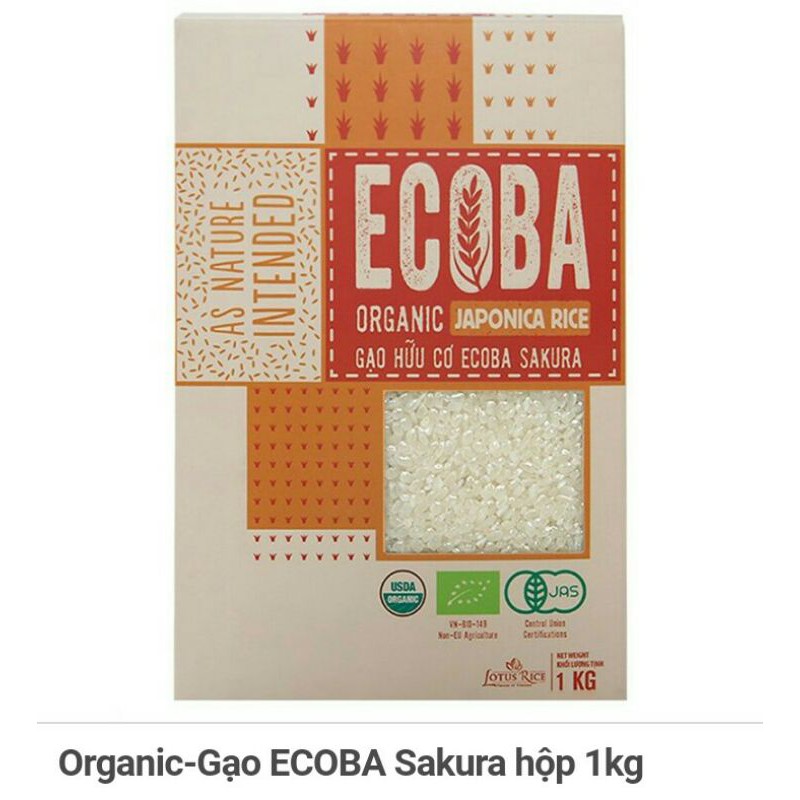 Organic-Gạo ECOBA huyền mễ/ kim mễ/ ngọc mễ/ huyết rồng/ Sakura hộp 1kg