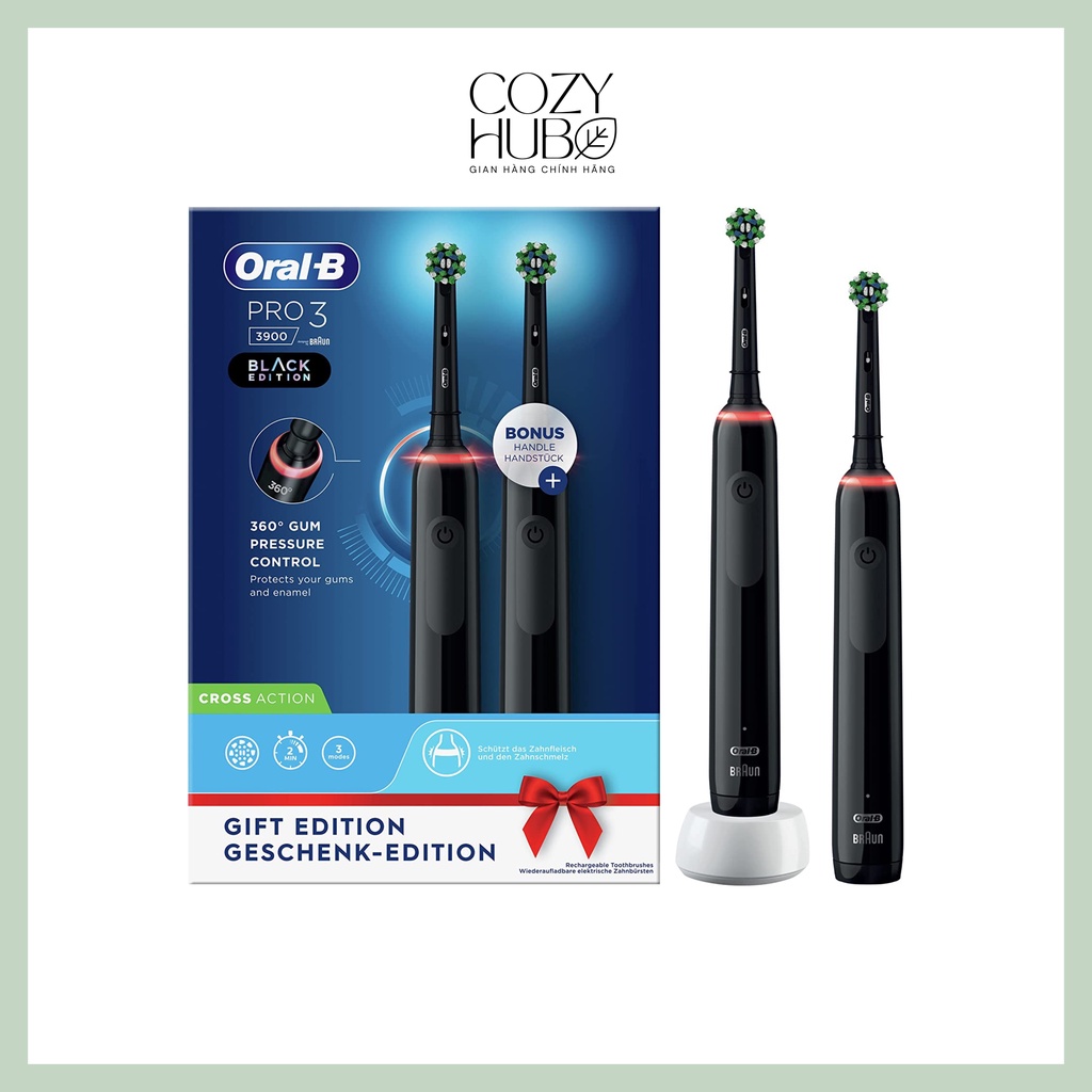 Set 02 bàn chải điện Oral-B Pro 3 3900 - Hàng chính hãng