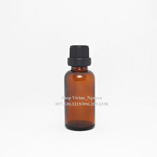 Chai lọ thủy tinh đựng tinh dầu 30ml màu nâu nhỏ giọt - Nắp đen có seal ( LOẠI ĐẸP )