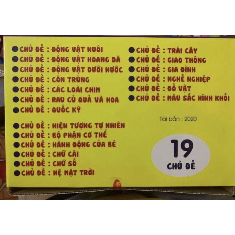 Thẻ học thông minh 19 chủ đề gồm 260 thẻ 12*16
