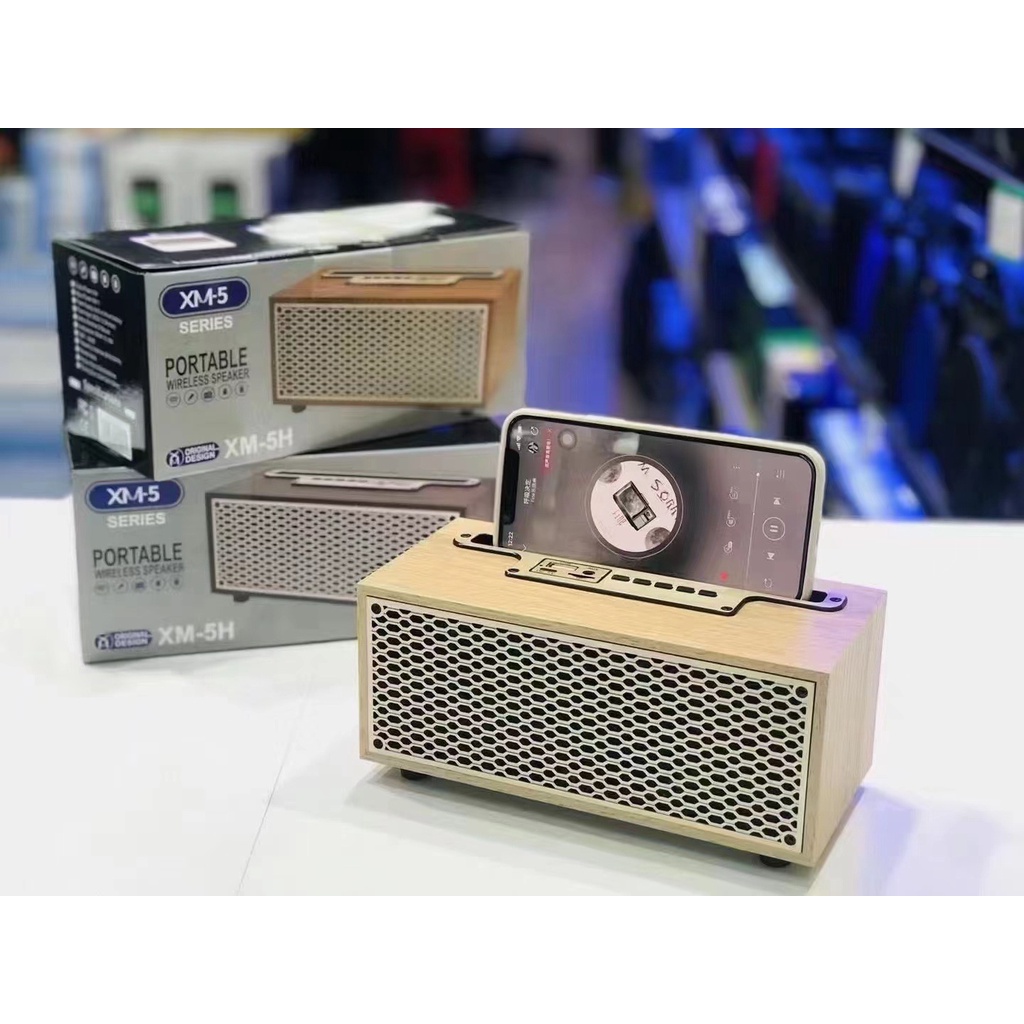 Loa Bluetooth XM-5H Vỏ Gỗ Công Suất 8W, Bass Trầm Ấm, Có Khe Giá Đỡ Điện Thoại Và Khe Cắm Thẻ Nhớ, Hỗ Trợ Jack Cắm AUX B
