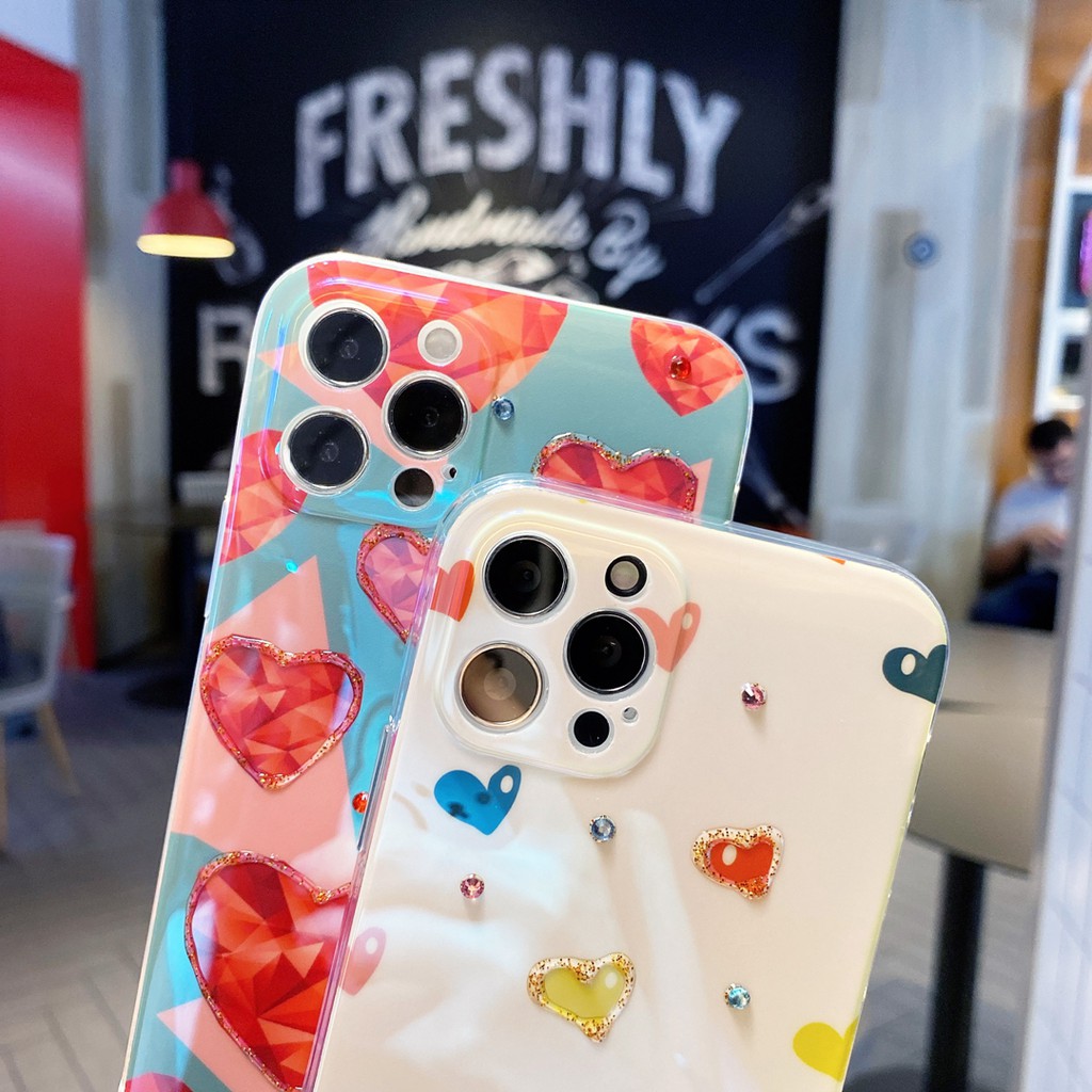Ốp Lưng Tpu Họa Tiết Trái Tim Dễ Thương Thích Hợp Cho Iphone 7 8 plus X Xs Max 11 12 Pro