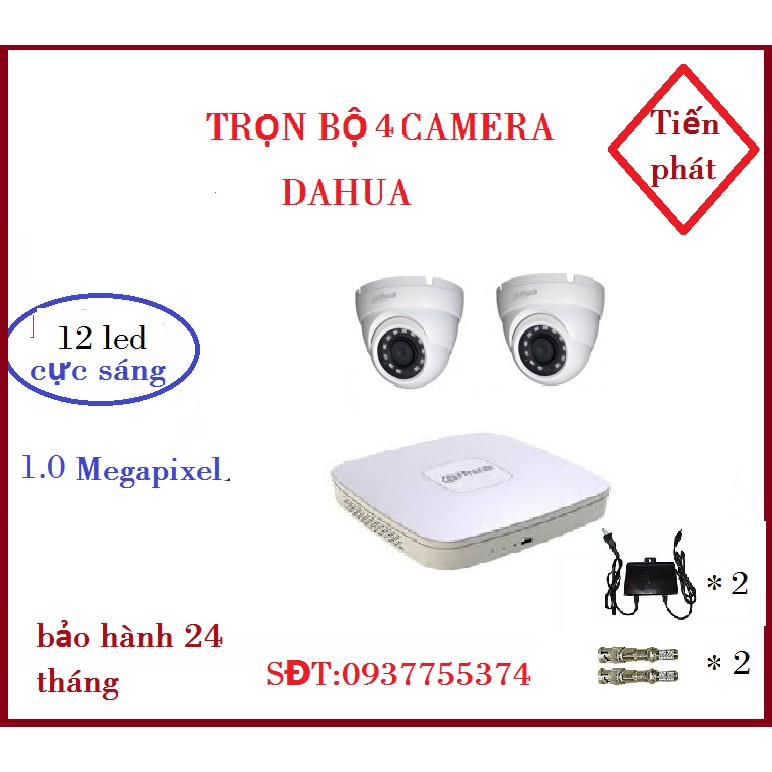 TRỌN BỘ 2 CAMERA DAHUA HDW 1000RP TRONG NHÀ