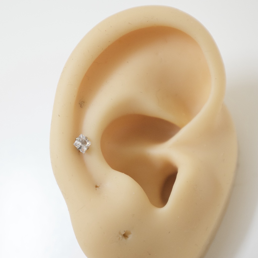 [1 Chiếc] Khuyên Tai Titan 2 Đầu Đá Vuông Unisex Màu Bạc Đuôi Bi Không Gỉ Sét Không Ngứa Bông Tai Julies Box 66