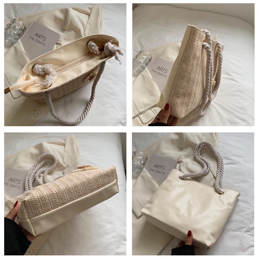 Túi xách nữ dễ thương T1043 NASI Store túi cói cầm tay mẫu mới đẹp có dây kéo thời trang