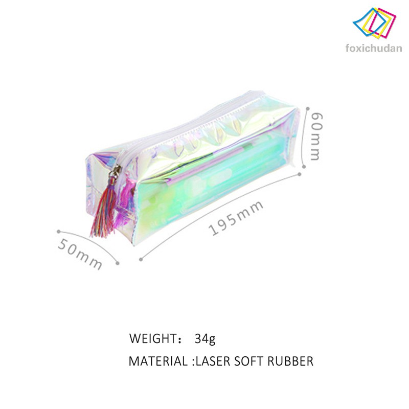 Bóp viết học sinh dây kéo trong suốt bảy màu tiện dụng