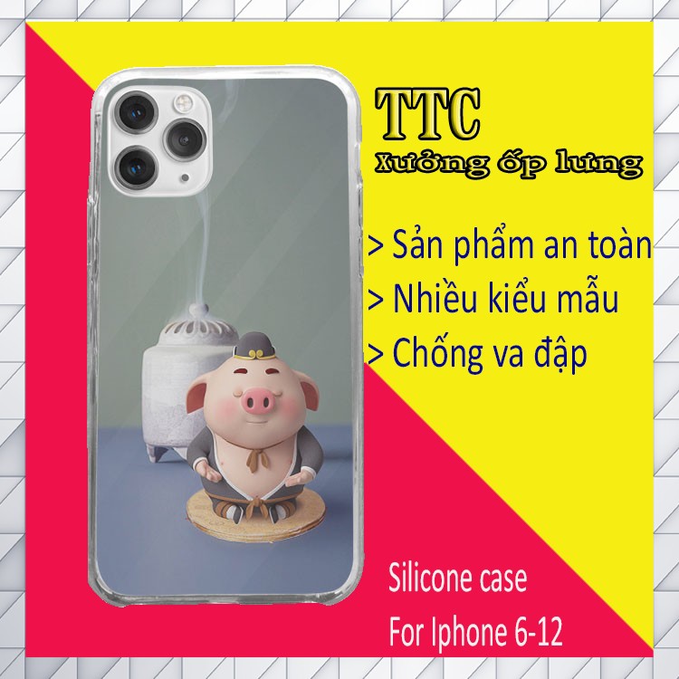 Ốp lưng ốp đt iphone hình heo chính hãng Iphone 7/7Plus đến 12/12 Promax PIG20210066