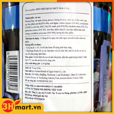 Mứt Việt quất Sensini 1,36kg
