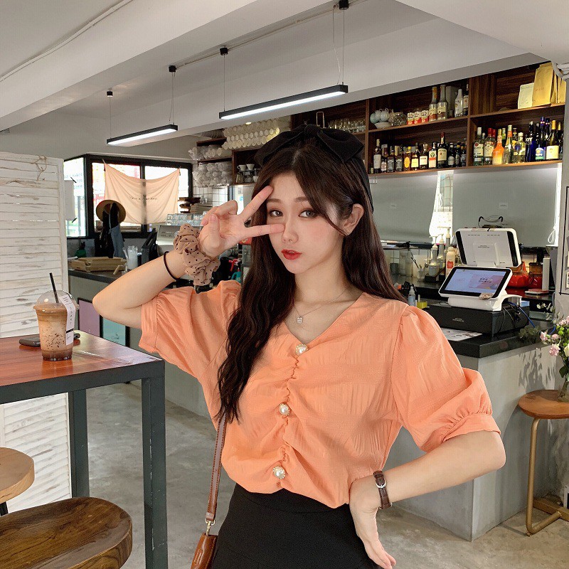 Áo sơ mi ULzzang/ Áo bánh bèo tiểu thư xếp ly Hàn quốc | BigBuy360 - bigbuy360.vn