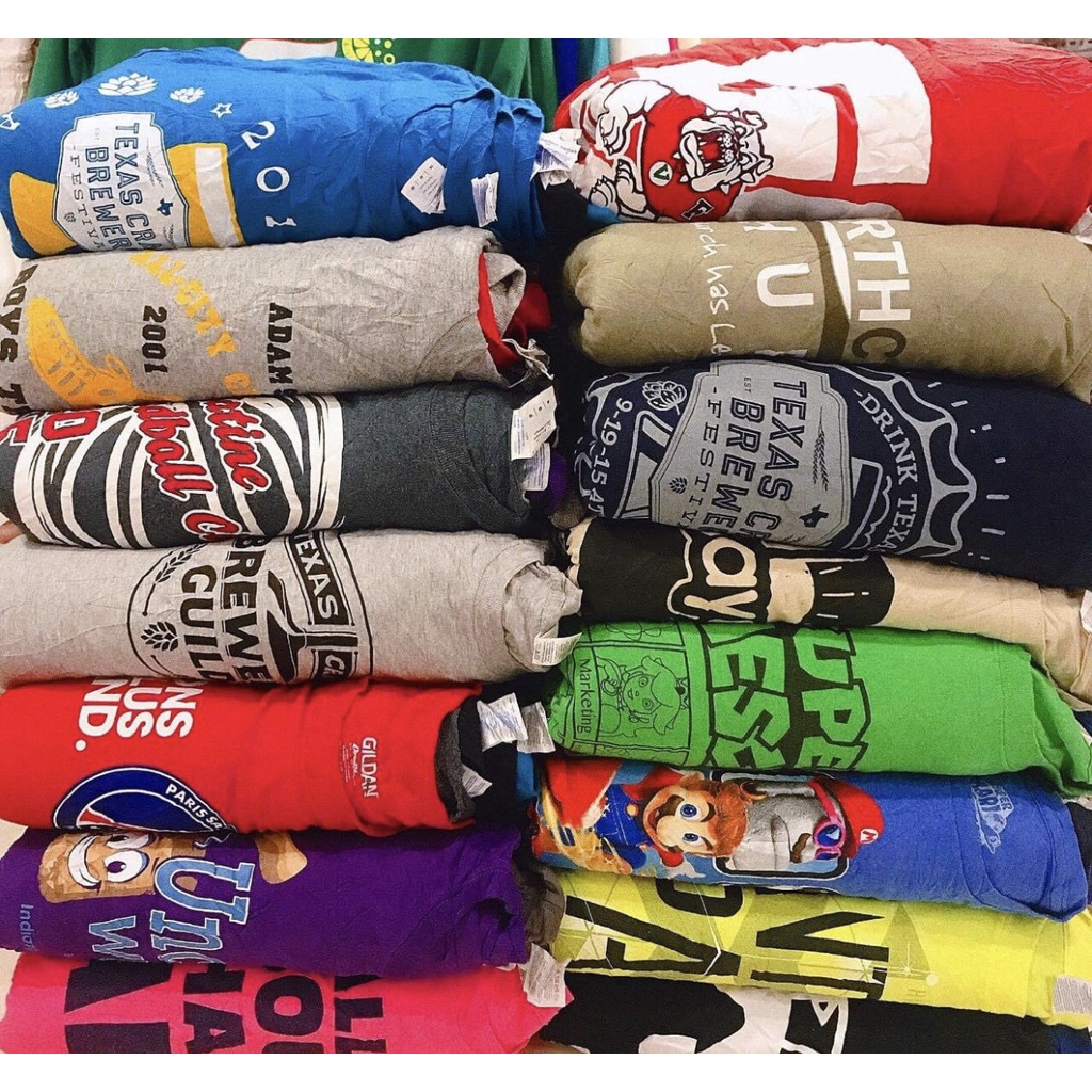 Áo Thun Mỹ 2Hand, Áo Phông Unisex Nam Nữ Secondhand Hàng Tuyển Chọn Form Rộng Loại 2 Mẫu Ngẫu Nhiên Chọn Size