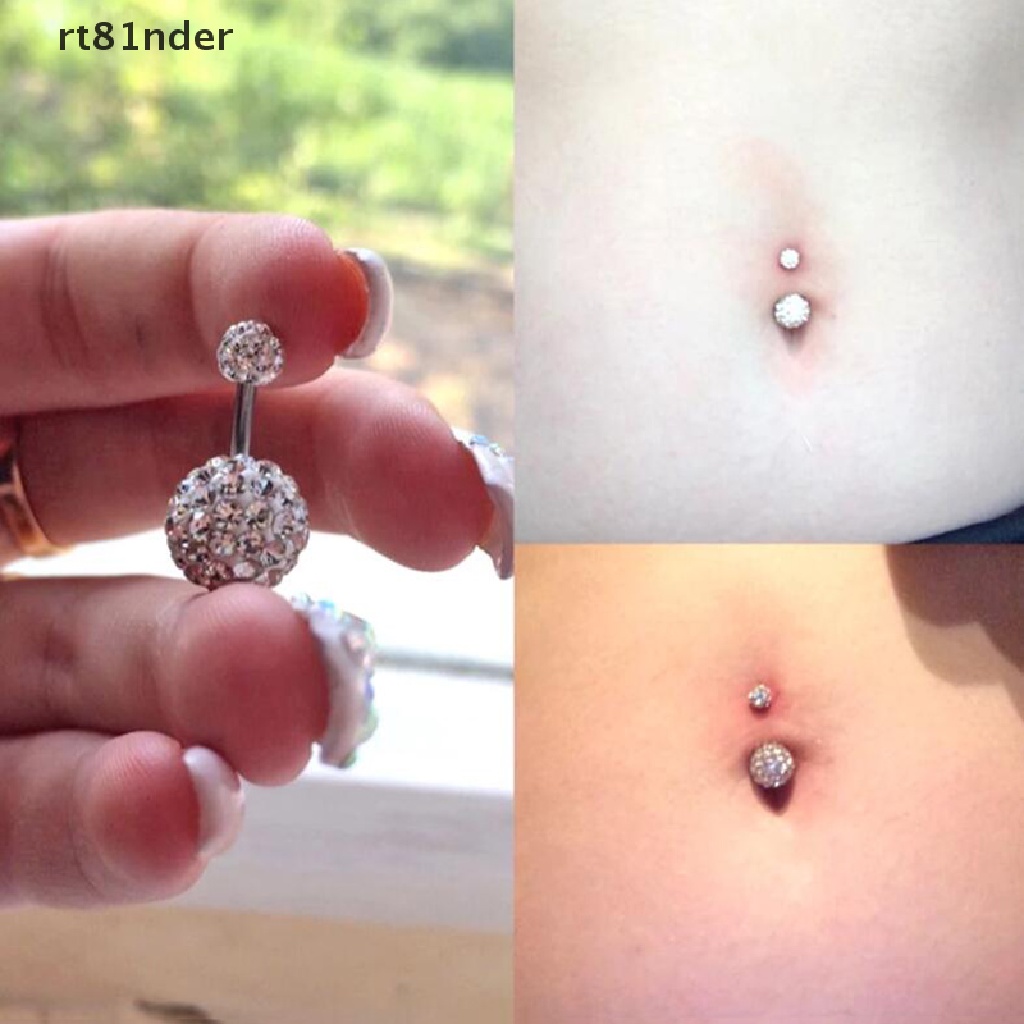 【rt】 5Pcs Crystal Shiny Navel Belly Button Rings Women Barbell Body Piercing Jewelry .
