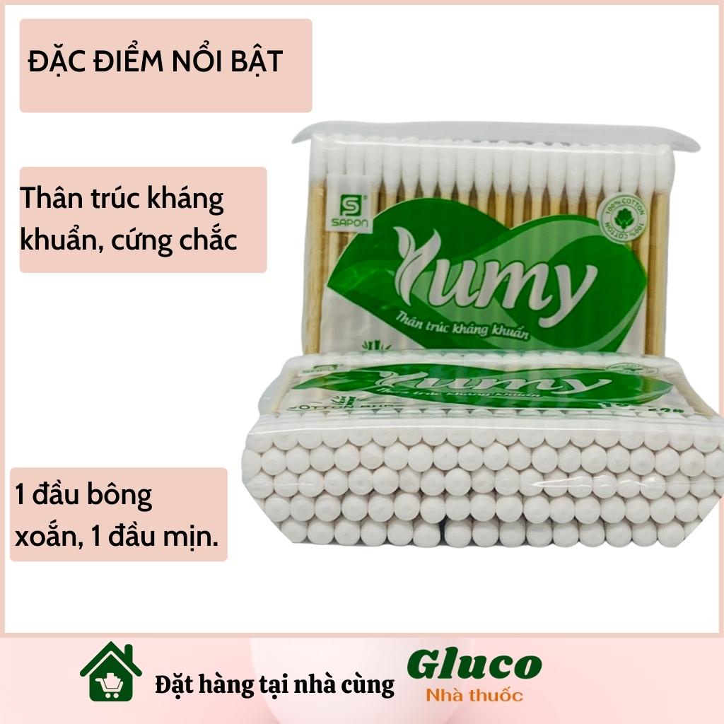 Tăm Bông Lấy Ráy Tai Thân Gỗ 100pcs Ngoáy Tai Tẩy Trang Người Lớn 2 Đầu Tròn Xoắn YUMY GLU2404