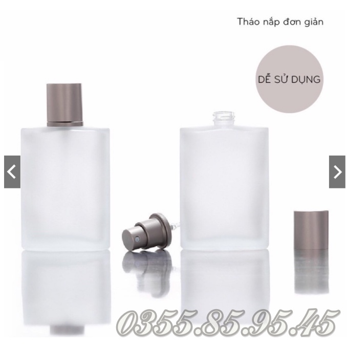 Chai lọ chiết nước hoa hình chữ nhật 30ml THÂN MỜ - Vỏ chai đựng nước hoa, mỹ phẩm du lịch