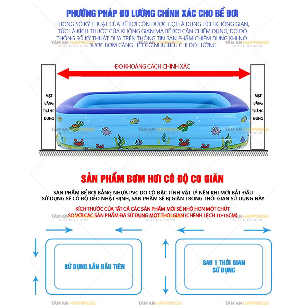 [3 Lớp Siêu Dày] Bể Bơi Phao Bơm Hơi Tại Nhà Chống Trượt An Toàn Cho Bé, Hàng Loại 1