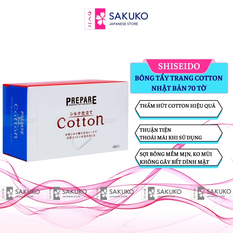 Bông Tẩy Trang Cotton Shiseido Nội Địa Nhật Bản 70 Tờ - SAKUKO