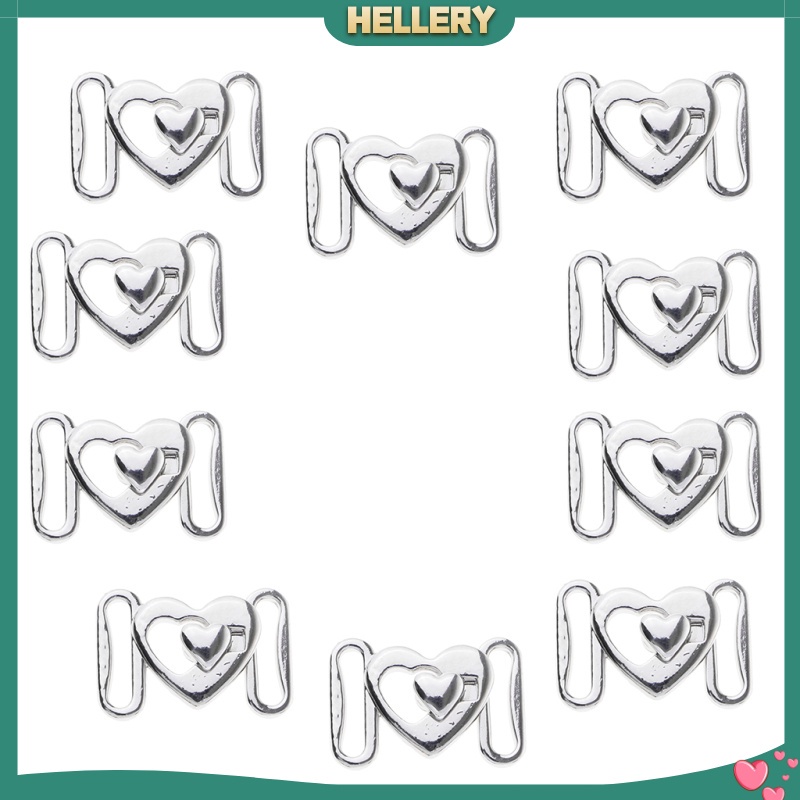 Bộ 10 Móc Kim Loại Hình Trái Tim Màu Bạc Dùng Để May Vá Áo Ngực / Váy