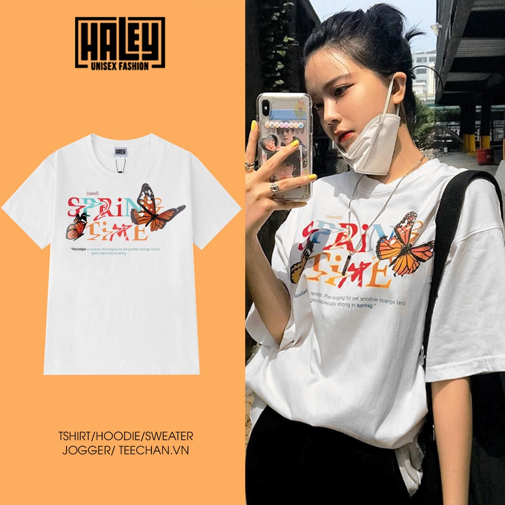 Áo Thun Nam Nữ unisex HALEY Spring Time và Cún Basic cao cấp thoáng mát Form Rộng phong cách Hàn Quốc TN430 - TN464Haley