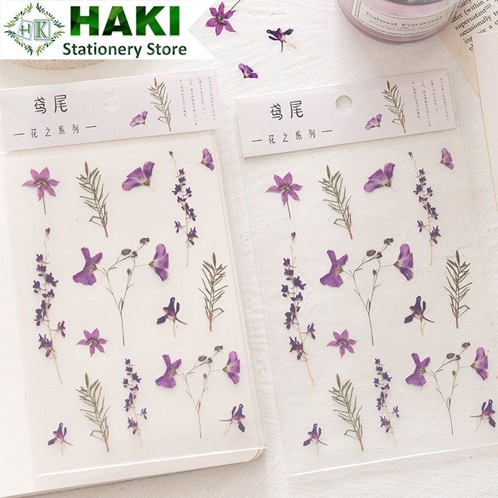 Sticker cute hoa lá dễ thương HAKI, hình dán sticker cute trang trí sổ đáng yêu giá rẻ ST32