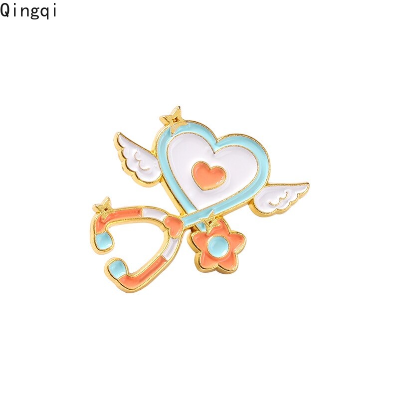 Ghim cài áo MISS ZOE hình ống nghe bác sĩ hoạt hình sáng tạo thời trang