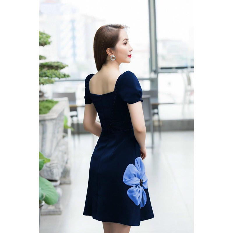 ĐẦM CHỮ A XẾP LY BO EO  ĐÍNH HOA SỨ